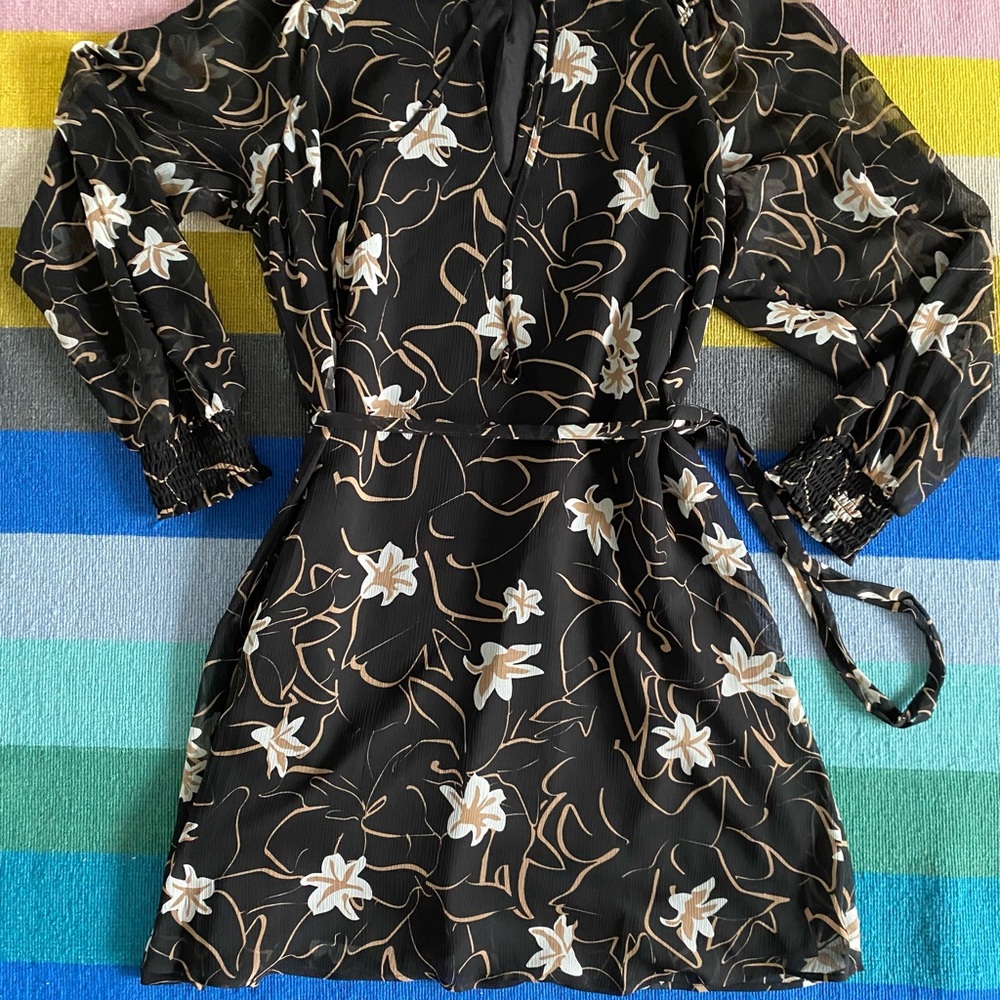 Elizabeth and James Black Floral Dress, Size L
